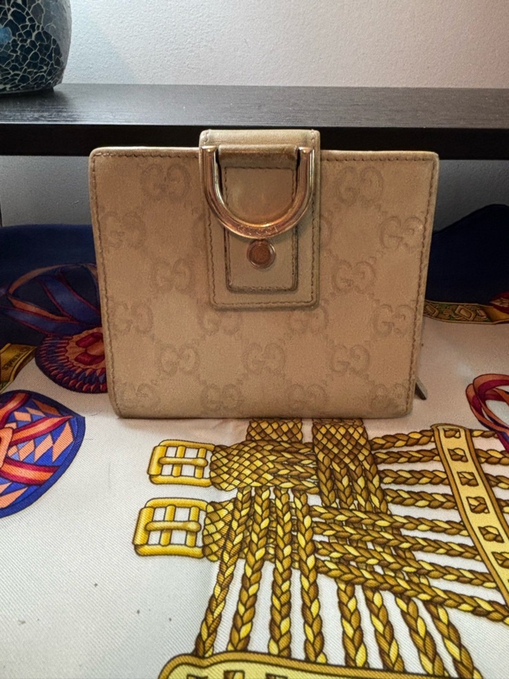 Authentic Gucci Abbey D-Ring Compact Wallet Metallic Guccissima Leather - Picture 2 of 11
